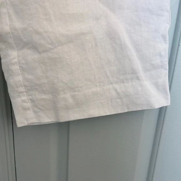 J.Crew White Wide-Leg Linen Essential Pants Petite 8 - Picture 5 of 11